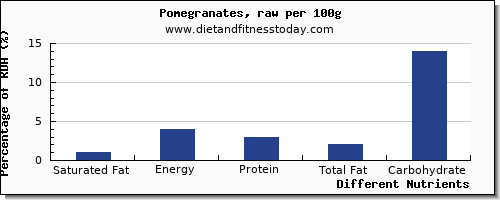 chart to show highest saturated fat in pomegranate per 100g